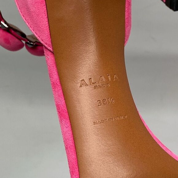 Alaia Bombe 90 Ankle-Strap Studded Suede Leather Sandals size 38.5 - Picture 16 of 16